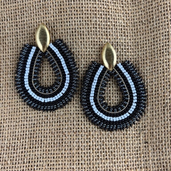 Elegant Black & Gold Stylish Teardrop Dangle Earrings for Woman - Picture 1 of 7